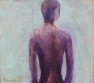 Ambivalent Nude, oil by Donald Carnoham, 15in x 17in x 2in (September 2016)