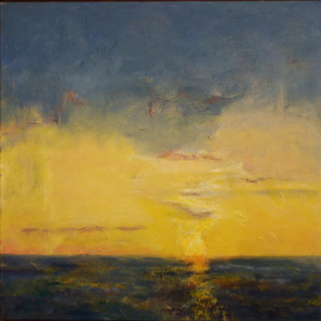 Evening on Lea Island, NC, Oil on Canvas by Jane Woodworth - Size 38in x 38in (October 2016)