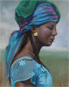Girl with a Gold Earring, Oil by Christine Dixon - Size 20in x 16in (March 2017)