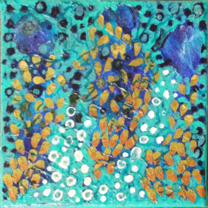 Sea Cave, Mixed Media Collage by Lisa Leon - Size 8in x 8in (May 2017)