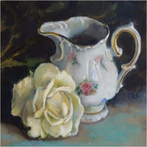 Still Life with Little Creamer, Oil by Christine Dixon - Size 8in x 8in (Dec.2016-Jan.2017)