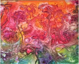 Flower Power, Watercolor on YUPO by Patty O'Brien- Size 26in x 32in (July 2016)
