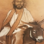 Jesus Donkey, Black and White Charcoal by Carol Haynes, Size 34.5in x 36in (June 2017)