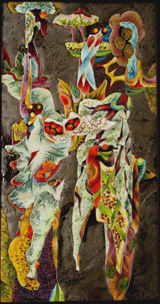 THIRD PLACE: Nocturnal Frolic, Enamel on Copper by Herbert Friedson- Size 36in x 19in x 1in (July 2016)