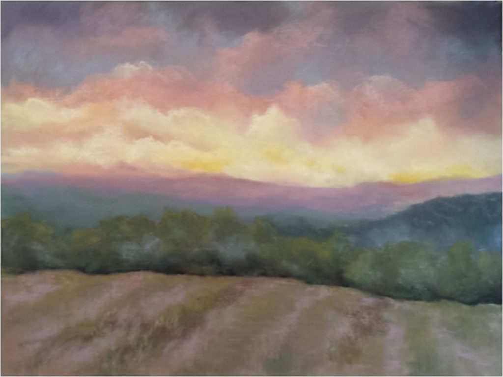 HONORABLE MENTION: Summer Morning, Pastel by Kathleen Willingham - Size 18in x 24in (August 2016)