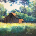 Tobacco Barn, Acrylic and Collage by Karen Julihn, Size 12in x 12in (June 2017)