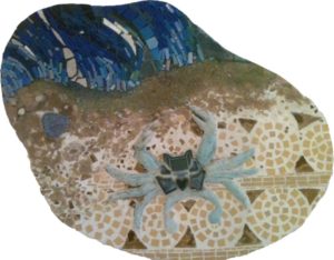 Crab on the Shore, Mosaic Vitreous Glass Porcelain by Ashleigh Buyers (May 2012)