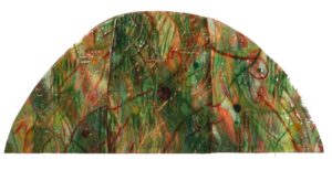 The Red in the Green Grass Hill, Enamel on Copper by Julie Sorensen (November 2012)
