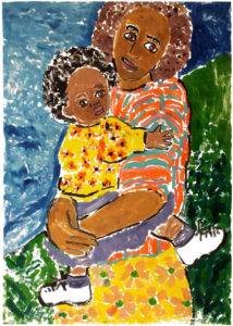 Mama and Me by the Sea, Monotype by Linda Larochelle, Size 28in x 20in (July 2017)