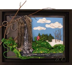 If Demeter Knit the Spring, Polymer Clay on Canvas by Melissa Terlizze (May 2012)