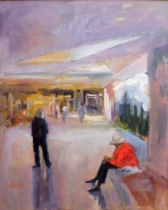 Waiting for the Kids at the NGA, Oil on Canvas by Nancy Brittle (March 2012)