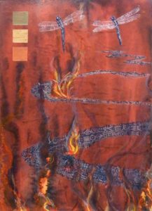 Burning River, Acrylic and Block Prints by Patricia Smith (May 2012)