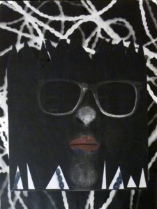 Self Portrait with Magenta Lipstick, Mixed Media Photogram by Cathy Herndon (December 2012)