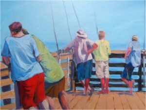 Cobia Kings III, Oil by Marcia Chaves, Size 18in x 24in, $425 (August 2017)