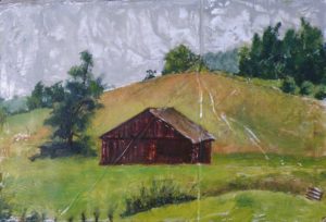Valley Barn, Oil on Aluminum by Jane T. Woodworth (December 2012)
