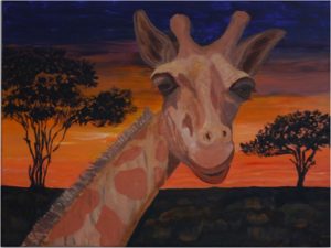 Tarangire Sunset, Acrylic on Canvas by Taylor Cullar, Size 18in x 24in, $180 (August 2017)