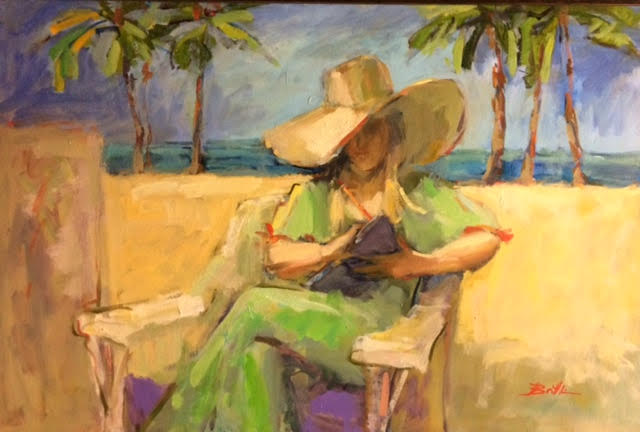 Under a Broad Brimmed Hat, oil on canvas by Nancy Brittle, 24x36, $1,100 (October 2017)