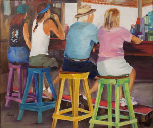 Bottoms Up, Oil on Canvas by Penny Peers, Size 17.5in x 21in x 2in, Price $400 (September 2017)