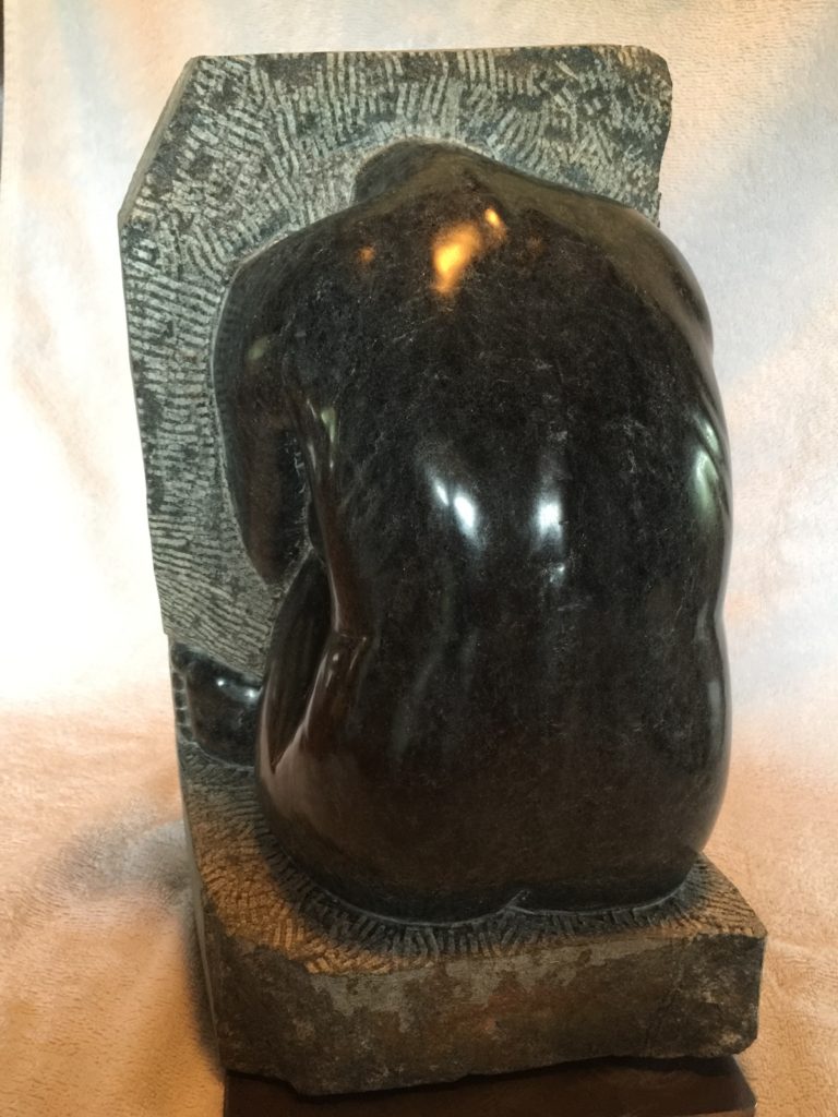 I Remember, black soapstone sculpture by Robert Bouquet, 16x9x7, Price $1350 (October 2017)