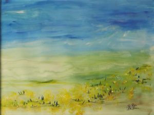 The Breath of Spring, Acrylic on Paper by Rita Rose and Rae Rose, 24in x 18in, $375 (November 2017)
