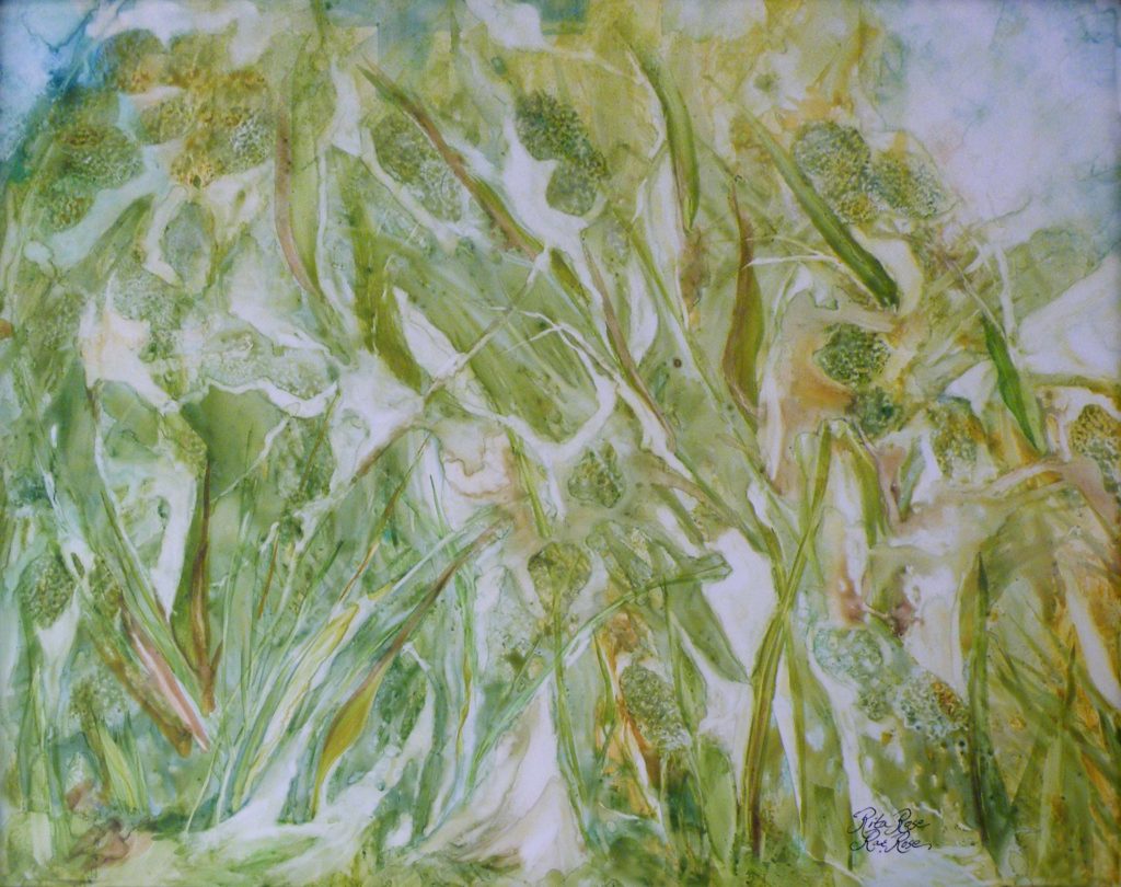 HONORABLE MENTION: Before the Harvest, Watercolor on Yupo by Rita Rose and Rae Rose, 18in x 24in (August 2013)
