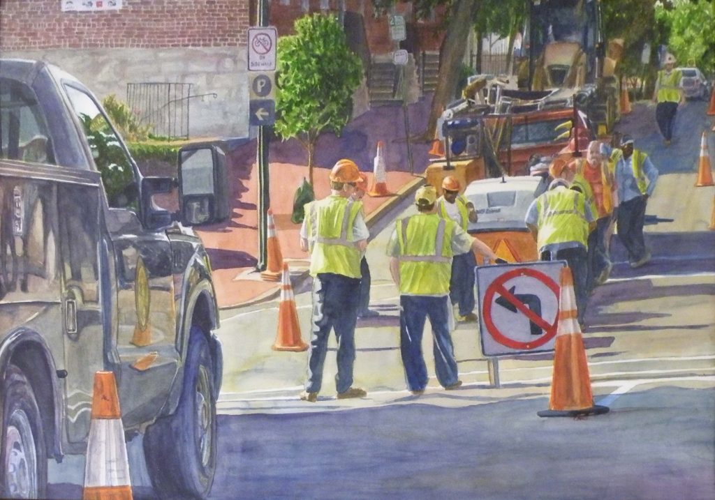 FIRST PLACE: Long Days Work, Watercolor by Keith P. Beale, 21in x 30in (August 2013)