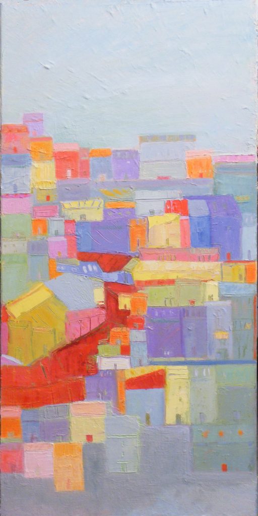 HONORABLE MENTION: Mi Barrio The Way That I Remember, Oil by Ana Rendich, 40in x 20in (July 2013)