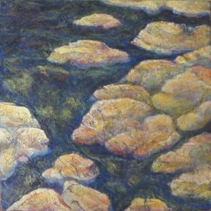 Rocky Stream, Acrylic Layers by Robyn Ryan, 12in x 12in (August 2013)