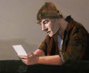 The Letter, Acrylic on Board by Steven Rushefsky, 14inx17in (March 2013)