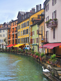 Hotelson Canal Annecy, a metallic photograph by Deborah Herndon (MG: March 2013)