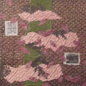 Cherry Blossoms, Mixed Media Collage by Kay L. Roscoe, 12in x 12in, $150 (September 2018)