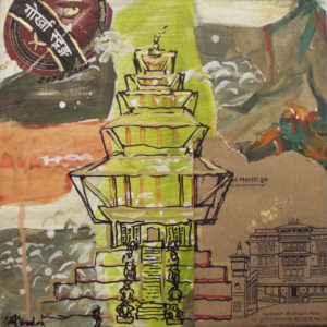 Dreams of Nepal-Bhaktapur, Mixed Media by Cathy C. Herndon, 12in x 12in, $175 (September 2018)