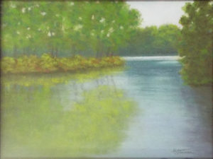 Springtime at the Lake, Pastel by Kathy Staicer, 12in x 16in, $350 (October 2018)