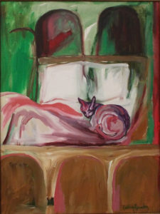 Beds I Have Known No.7, Acrylic on Canvas by Cathy Herndon, 24in x 18in, $200 (Dec. 2018-Jan. 2019)
