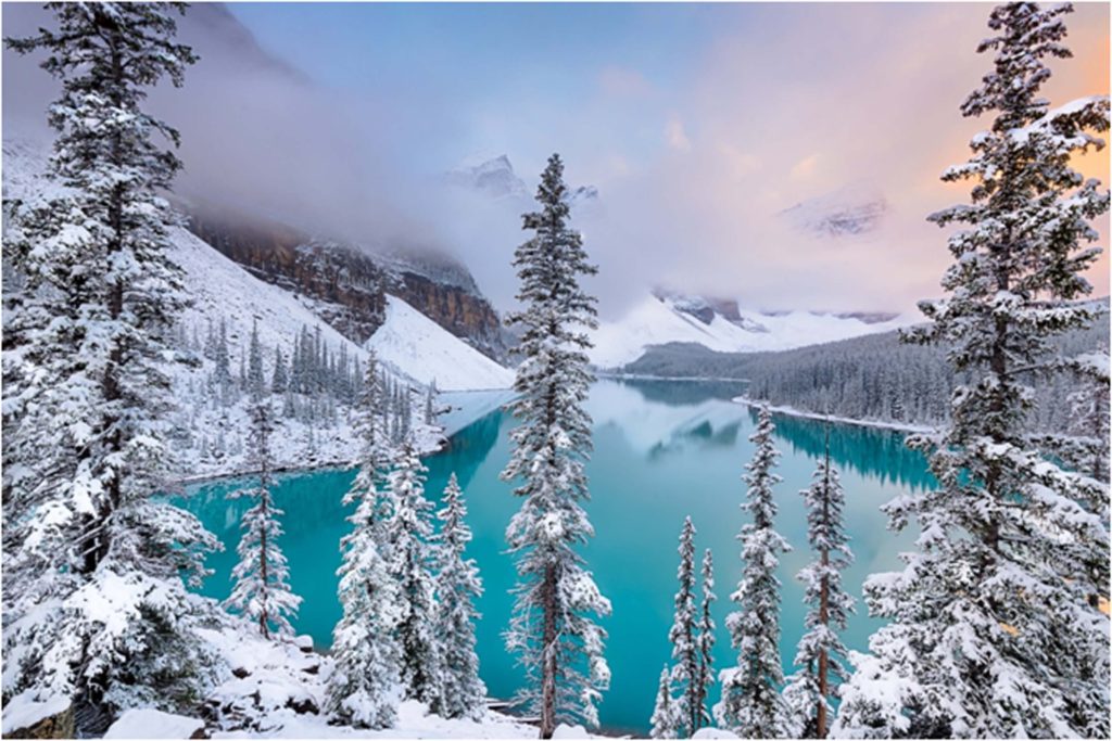 HONORABLE MENTION: Moraine Lake Magic, Photography by Theresa Rasmussen, 12in x 18in, $160 (February 2019)