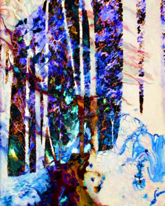 HONORABLE MENTION: Wintery Walk, Digital Creation on Canvas by Carolyn R. Beever, 20in x 16in, $150 (April 2019)