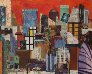 Crosstown, Mixed Media by Kay L. Roscoe, 16in x 20in, $200 (May 2019)