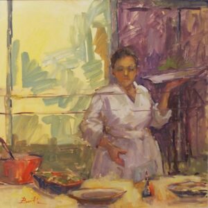 Serving the Venetian Buffet, Oil by Nancy Bowen Brittle (March 2016)
