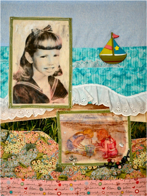 HONORABLE MENTION: Childhood Memories, Photo Mix Media Textiles by Peggy Wickham (February 2016)