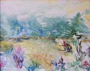 Carly's Meadow, Watercolor on Yupo by Rita Rose and Rae Rose (November 2013)