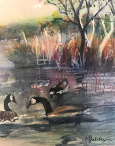 Canadian Geese, Watercolor by Karen Julihn, 14in x 11in, $125 (Feb-May 2020 CBTC)