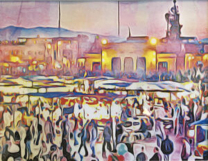 El Fna-Marrakesh, Digital Art by Matt Williams, 8.5in x 11in, $85 (Feb-May 2020 CBTC)