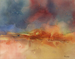 Desert Rain, Watercolor and Mixed Media by Carol Baker (October 2014)