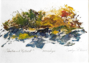 Island Retreat, Monotype and Oil by Carolyn R Beever (December 2014/January 2015)