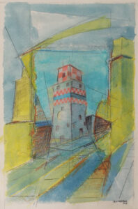 Leaning Tower of Purinall, Color Pencil and Watercolor by David Lovegrove (December 2014/January 2015)