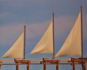 Three Sails Collioure, Metallic Photograph by Deborah D. Herndon (March 2014)
