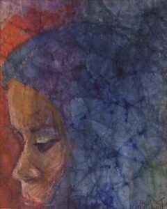 Girl with Blue Hair, Watercolor and Pastel by Gloria Affenit (December 2014/January 2015)