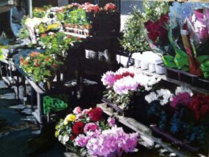 Paris Flower Market, Acrylic on Canvas by Laura Craig (June 2014)