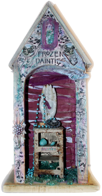 HONORABLE MENTION: Frozen Dainties, Mixed Media Assemblage 2 by Leslie Brier (February 2014)