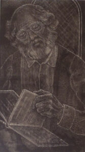 The Old Scholar, Ink on Clayboard by Phyllis Graudszus (December 2014/January 2015)